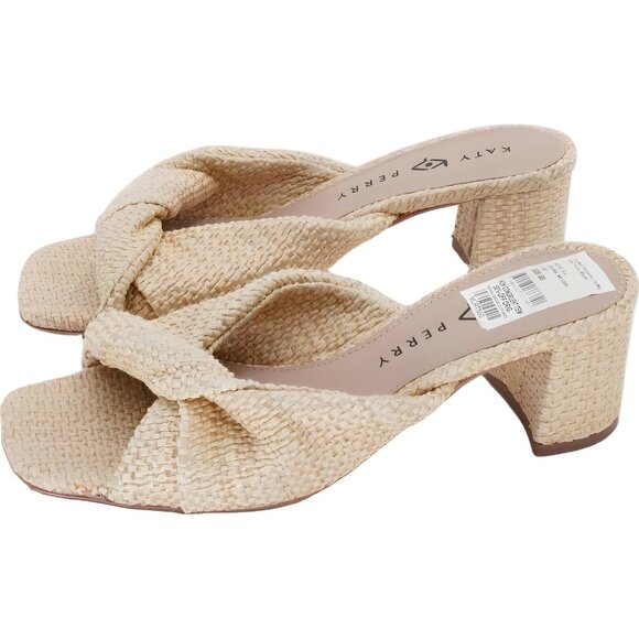 Katy Perry Tooliped Twisted Block Heel Slide Sandals Natural Women's US 9.5M - Picture 2 of 6